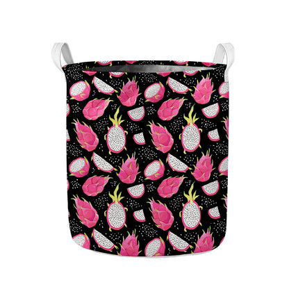 Dragon Fruit Pattern Print Collapsible Laundry Basket