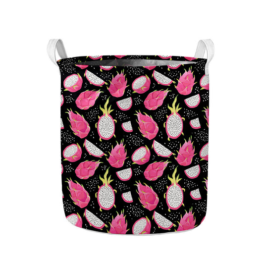 Dragon Fruit Pattern Print Collapsible Laundry Basket