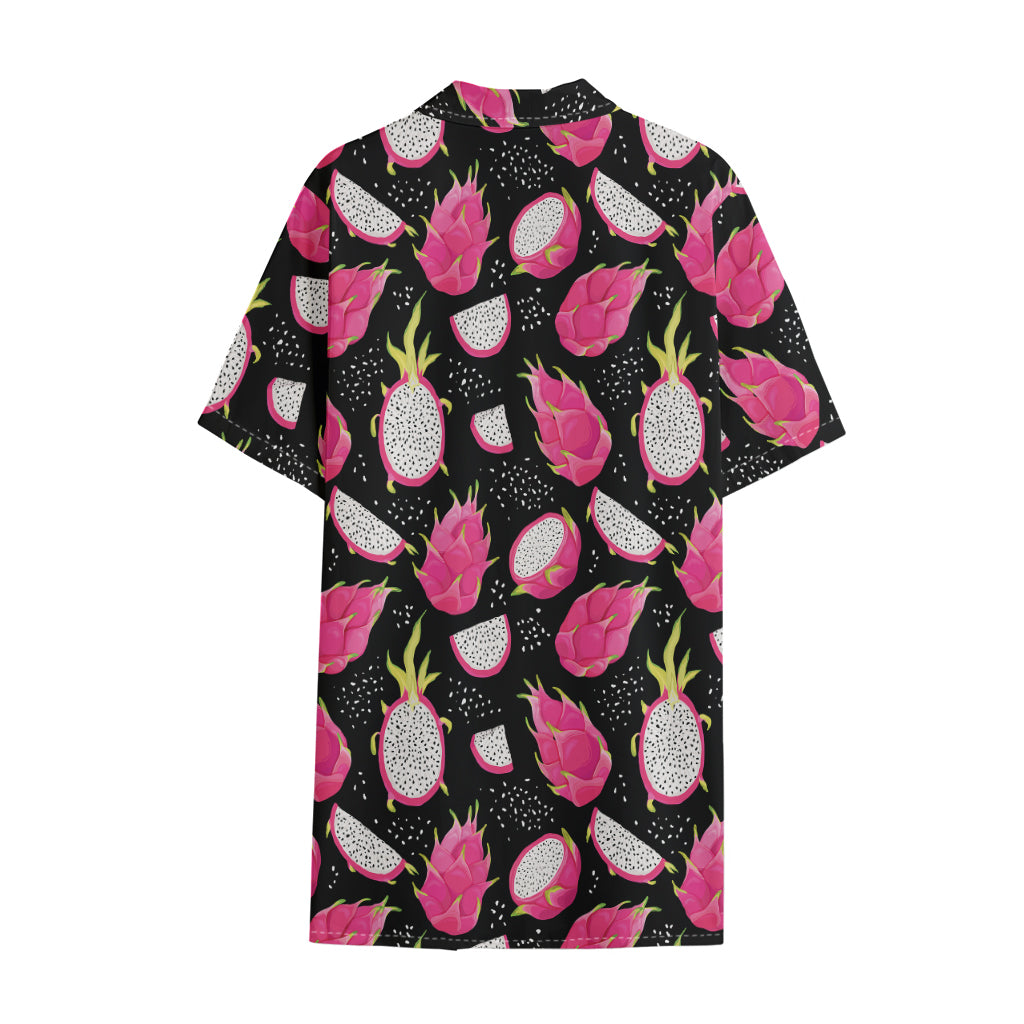 Dragon Fruit Pattern Print Cotton Hawaiian Shirt