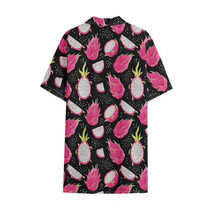 Dragon Fruit Pattern Print Cotton Hawaiian Shirt