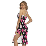 Dragon Fruit Pattern Print Cross Back Cami Dress