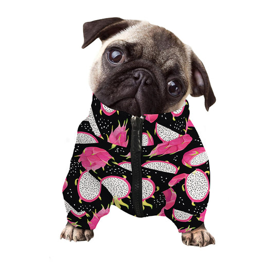 Dragon Fruit Pattern Print Dog Zip Up Jacket