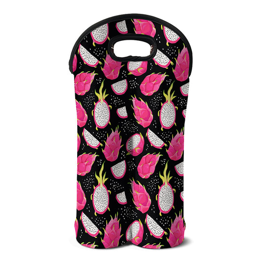 Dragon Fruit Pattern Print Double Neoprene Wine Tote