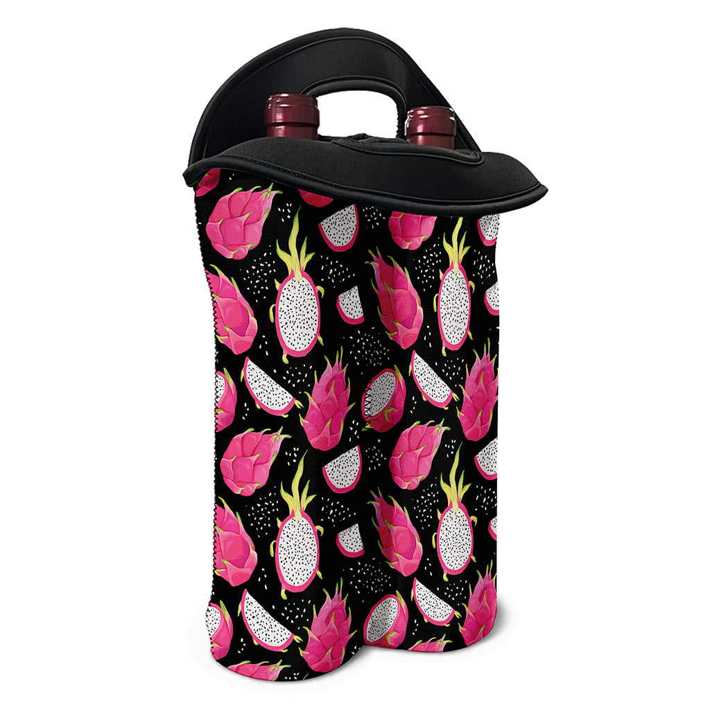 Dragon Fruit Pattern Print Double Neoprene Wine Tote