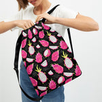 Dragon Fruit Pattern Print Drawstring Backpack