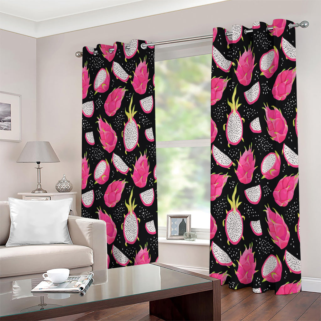 Dragon Fruit Pattern Print Extra Wide Grommet Curtains