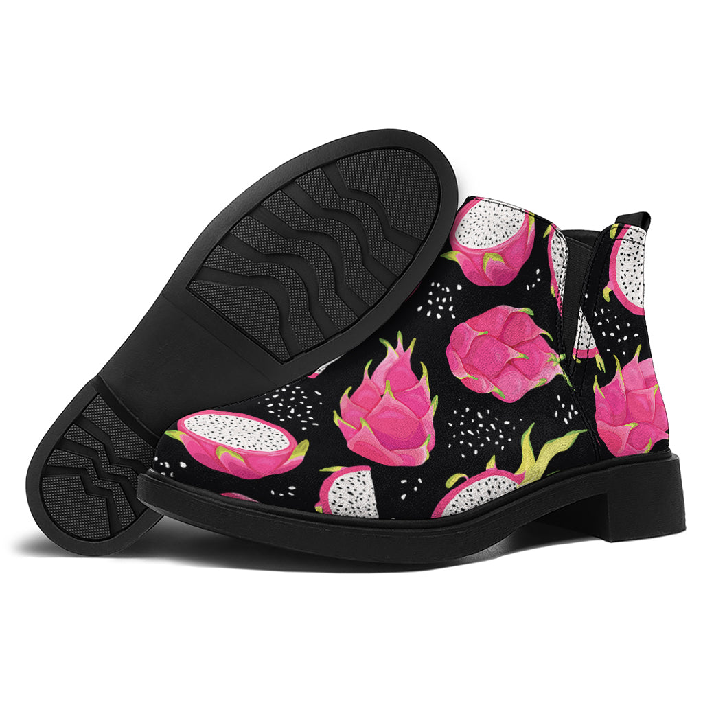 Dragon Fruit Pattern Print Flat Ankle Boots