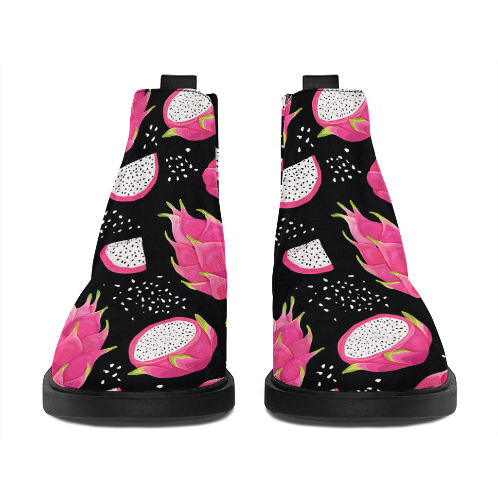 Dragon Fruit Pattern Print Flat Ankle Boots