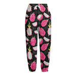 Dragon Fruit Pattern Print Fleece Lined Knit Pants