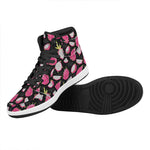 Dragon Fruit Pattern Print High Top Leather Sneakers