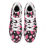 Dragon Fruit Pattern Print High Top Leather Sneakers