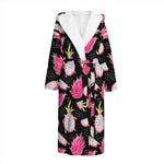 Dragon Fruit Pattern Print Hooded Bathrobe