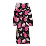 Dragon Fruit Pattern Print Hooded Bathrobe