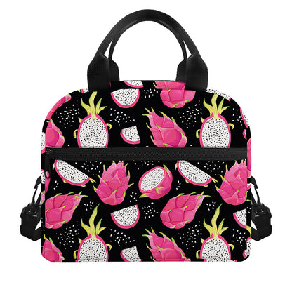 Dragon Fruit Pattern Print Insulated Lunch Bag