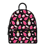 Dragon Fruit Pattern Print Leather Backpack