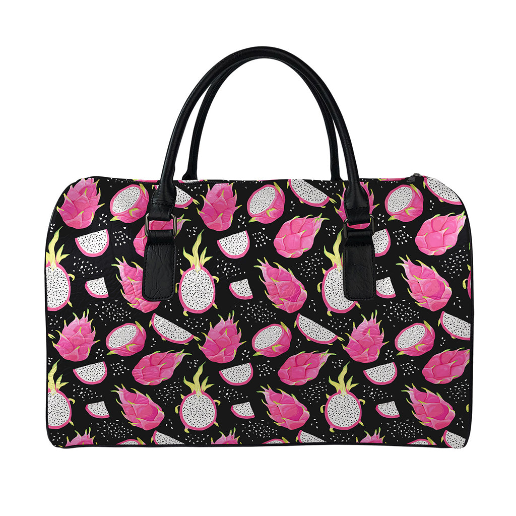 Dragon Fruit Pattern Print Leather Duffle Bag