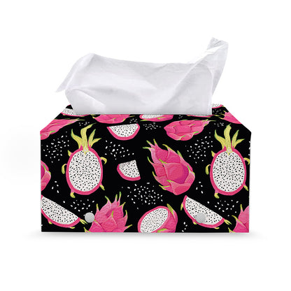 Dragon Fruit Pattern Print Leather Tissue Box Cover