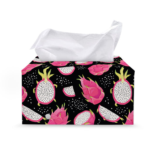 Dragon Fruit Pattern Print Leather Tissue Box Cover