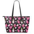 Dragon Fruit Pattern Print Leather Tote Bag With Zipper