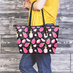 Dragon Fruit Pattern Print Leather Tote Bag