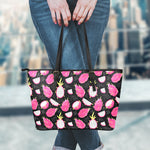 Dragon Fruit Pattern Print Leather Tote Bag