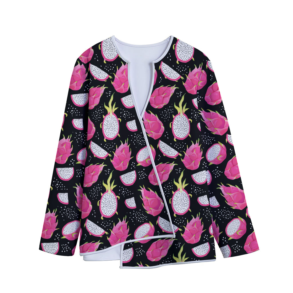 Dragon Fruit Pattern Print Long Sleeve Short Coat
