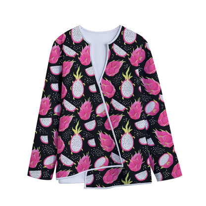 Dragon Fruit Pattern Print Long Sleeve Short Coat