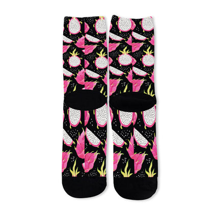 Dragon Fruit Pattern Print Long Socks