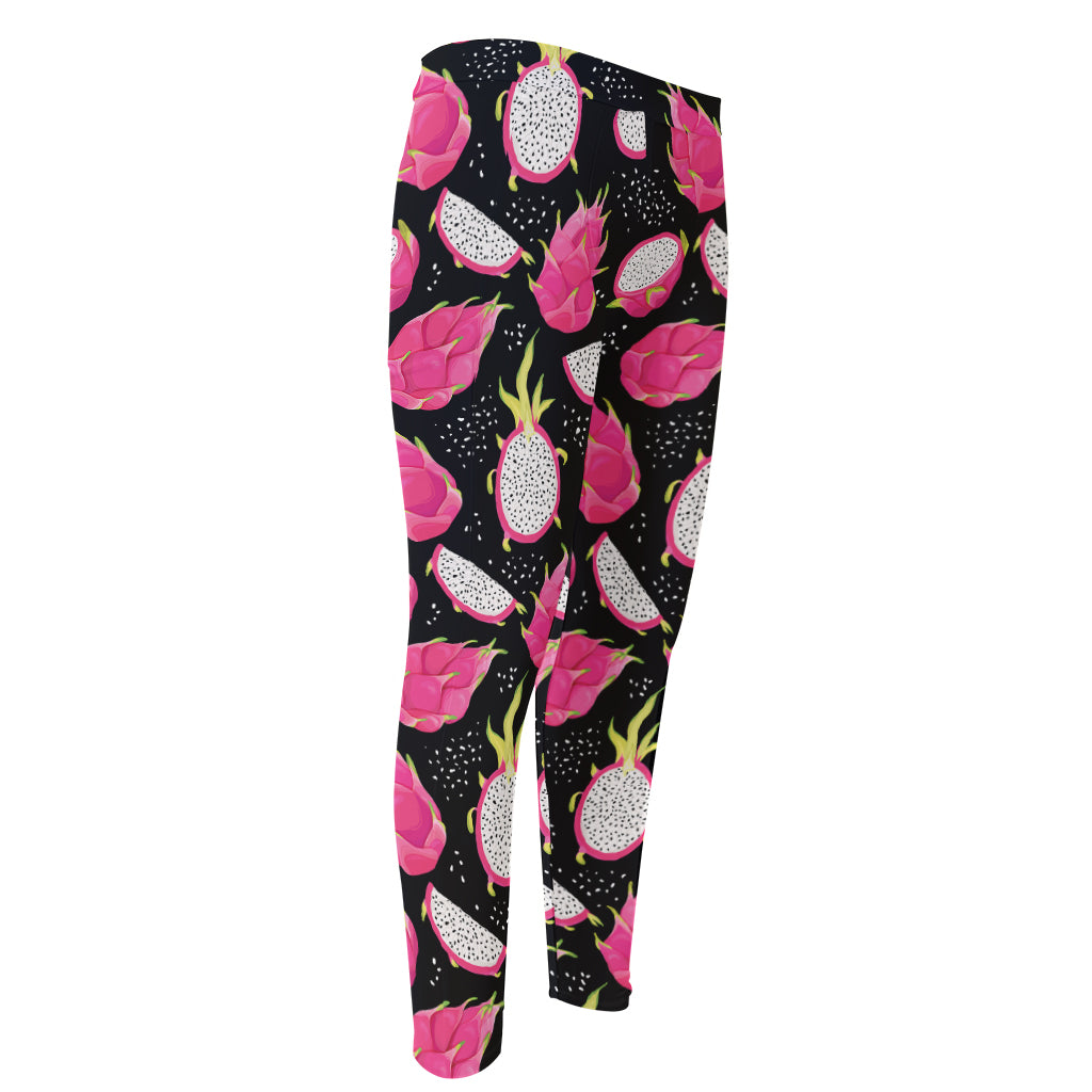 Dragon Fruit Pattern Print Men's Compression Pants