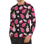 Dragon Fruit Pattern Print Men's Long Sleeve Rash Guard