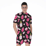 Dragon Fruit Pattern Print Men's Rompers