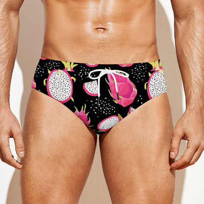 Dragon Fruit Pattern Print Men's Swim Briefs