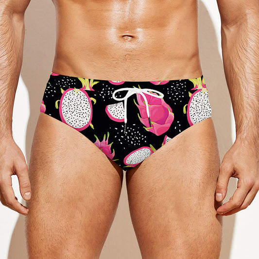 Dragon Fruit Pattern Print Men's Swim Briefs