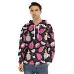 Dragon Fruit Pattern Print Men's Velvet Pullover Hoodie