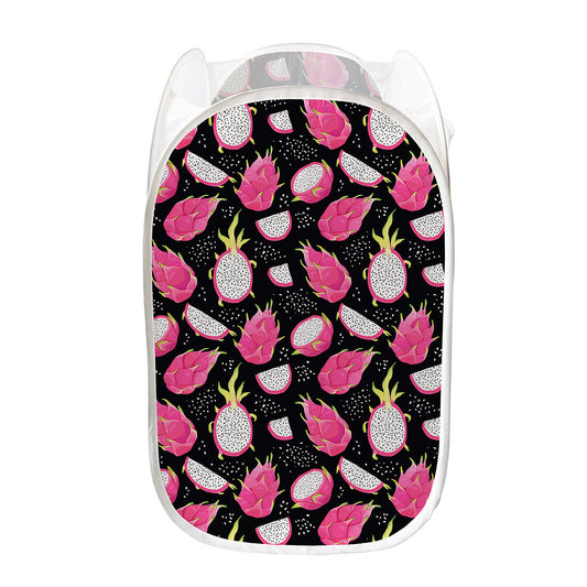 Dragon Fruit Pattern Print Mesh Laundry Hamper
