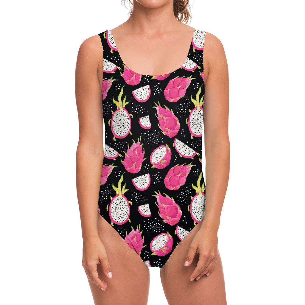 Dragon Fruit Pattern Print One Piece Swimsuit