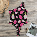Dragon Fruit Pattern Print One Shoulder Bodysuit