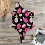 Dragon Fruit Pattern Print One Shoulder Bodysuit