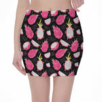 Dragon Fruit Pattern Print Pencil Mini Skirt