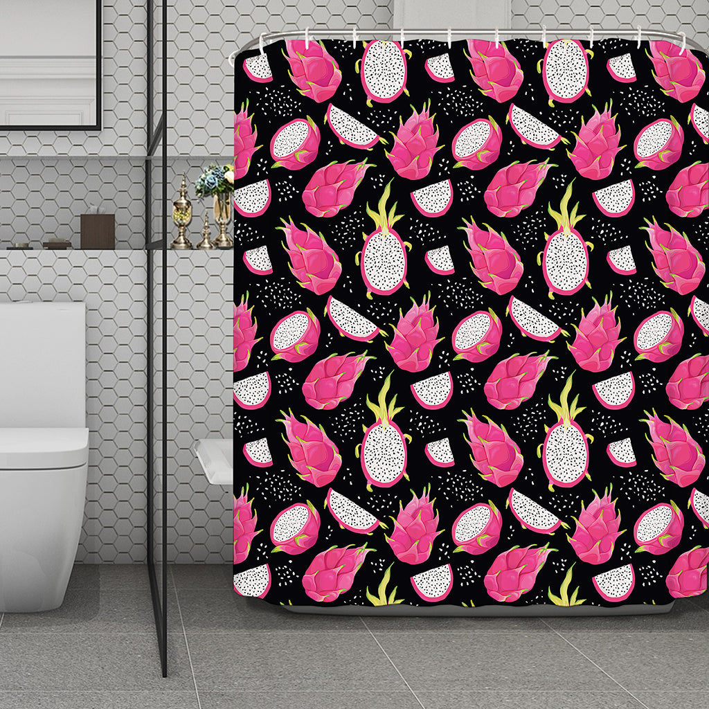 Dragon Fruit Pattern Print Polyester Shower Curtain