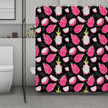 Dragon Fruit Pattern Print Polyester Shower Curtain