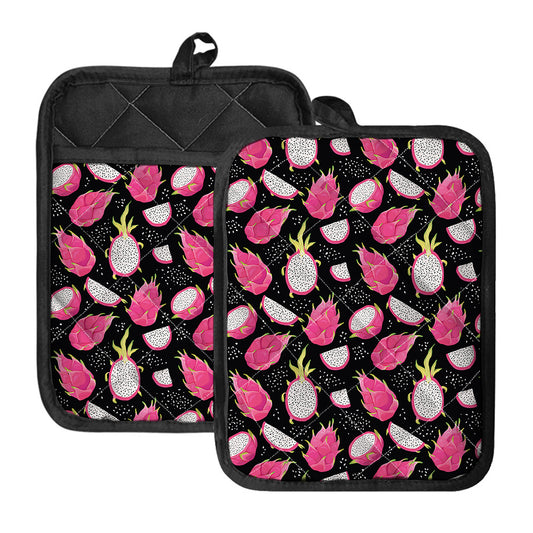 Dragon Fruit Pattern Print Pot Holders With Pocket