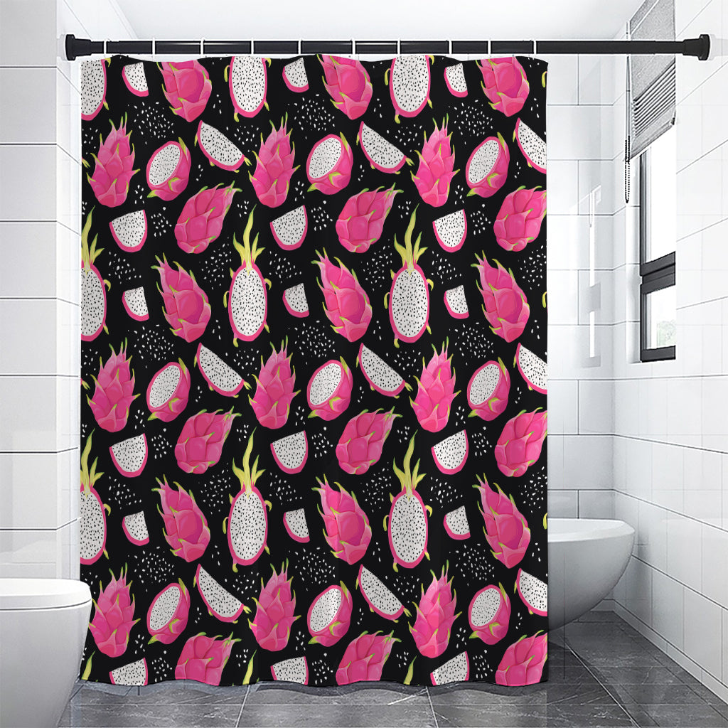 Dragon Fruit Pattern Print Premium Shower Curtain