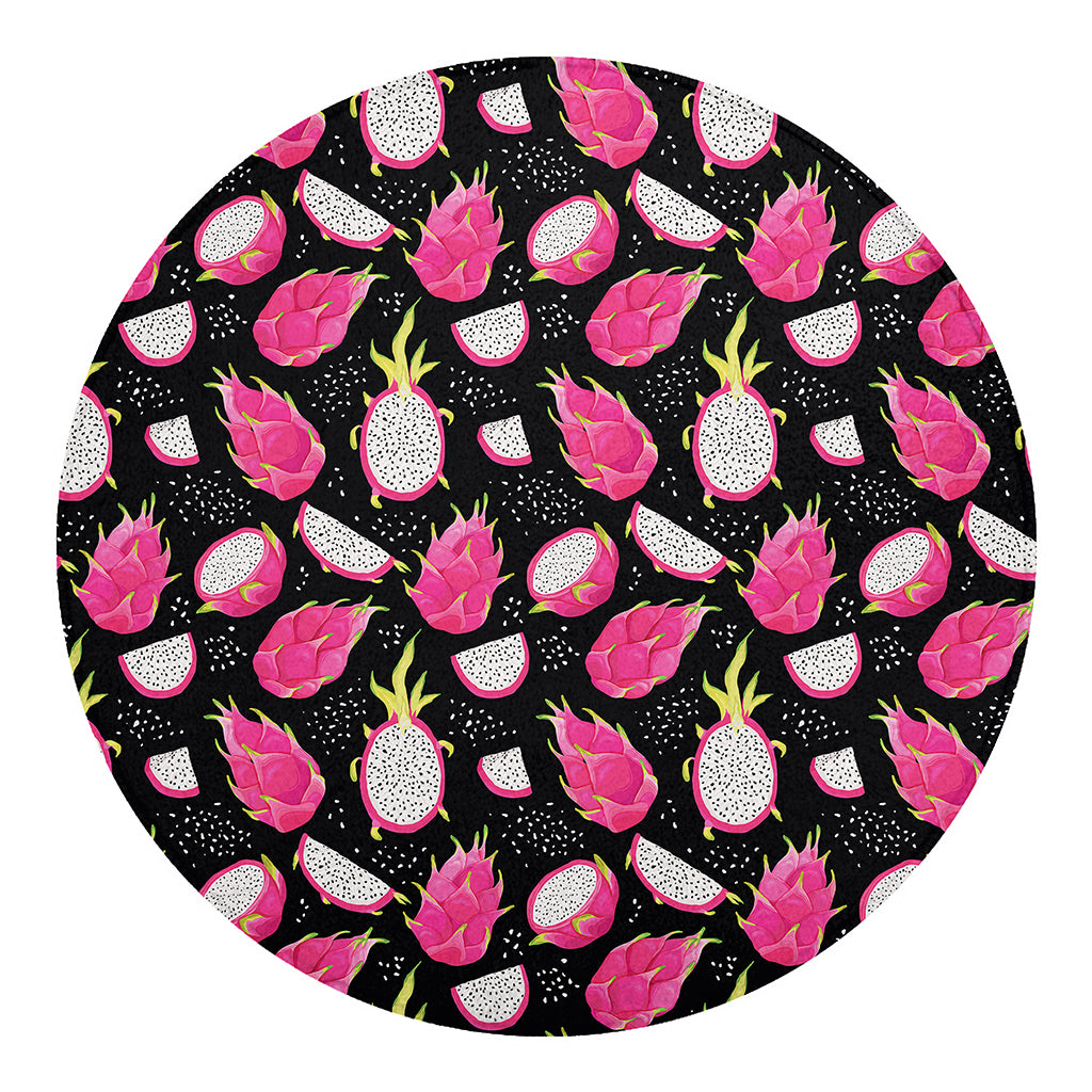 Dragon Fruit Pattern Print Round Blanket