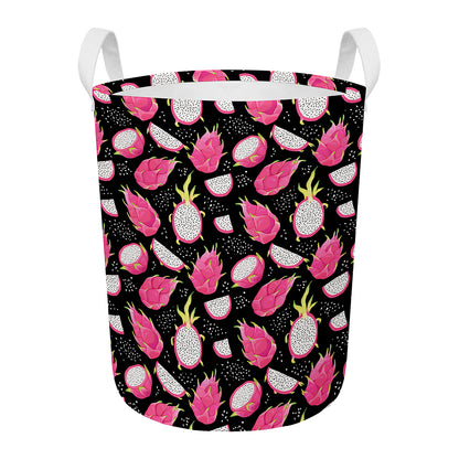 Dragon Fruit Pattern Print Round Laundry Basket
