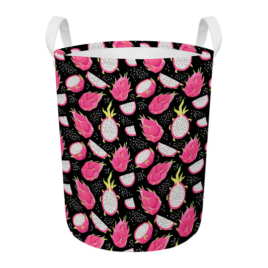 Dragon Fruit Pattern Print Round Laundry Basket