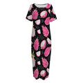 Dragon Fruit Pattern Print Short Sleeve Long Nightdress