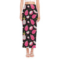 Dragon Fruit Pattern Print Side Slit Maxi Skirt