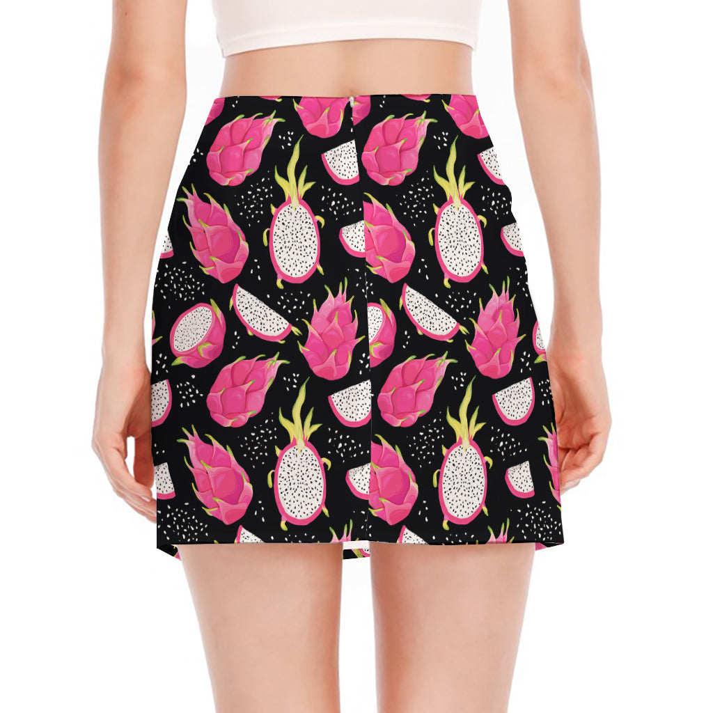 Dragon Fruit Pattern Print Side Slit Mini Skirt