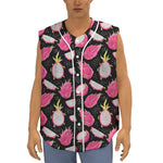 Dragon Fruit Pattern Print Sleeveless Baseball Jersey